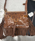Tooled leather & Cowhide crossbody purse