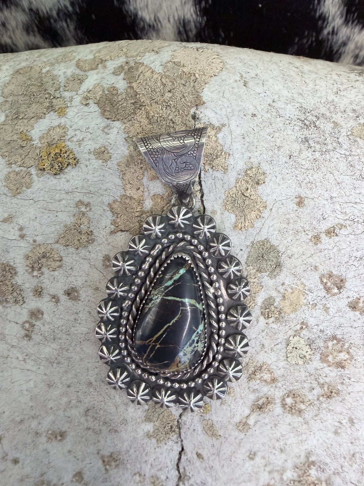 Sterling Silver Black Jack Turquoise Pendant