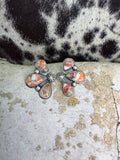 Spiny Oyster & Kingman Turquoise Earrings by Dawn Cline