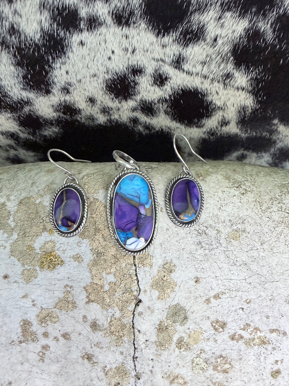 Purple Dahlia Pendant & Earring Set
